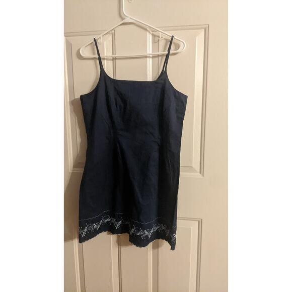 American Eagle Outfitters Vintage Tank Dress, Navy Blue, Size 10, Embroidered - Picture 1 of 9